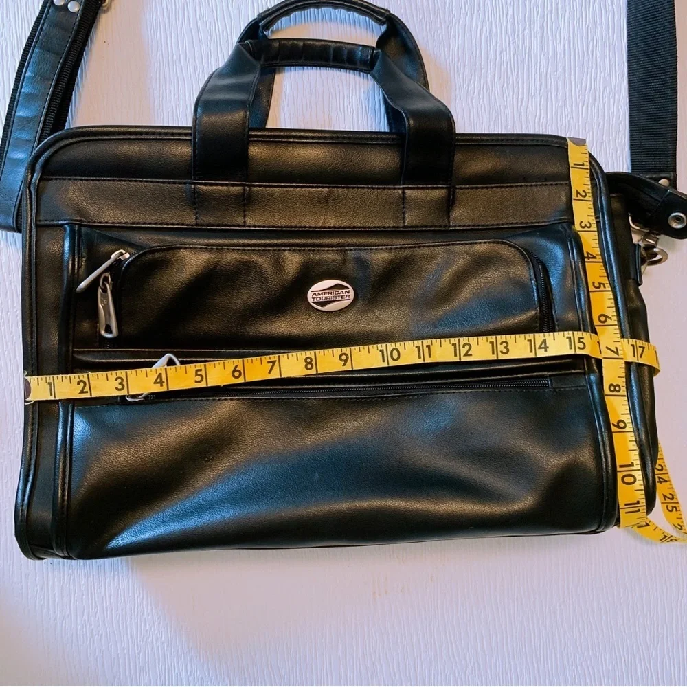 VTG American Tourister Leather Briefcase Vintage Laptop Bag Computer Crossbody